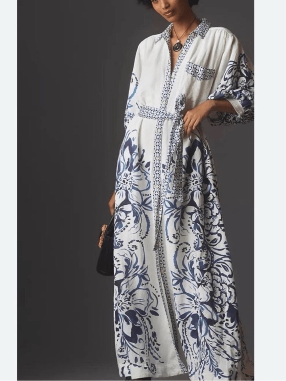 Anthropologie Maeve "The Irene" Linen Maxi Shirt Dress size 3X